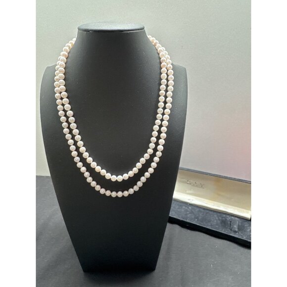 Cultured Pearl White 36 Inch 14 K FIC Marked Pearl 5.5 MM Single Strand - Picture 1 of 7